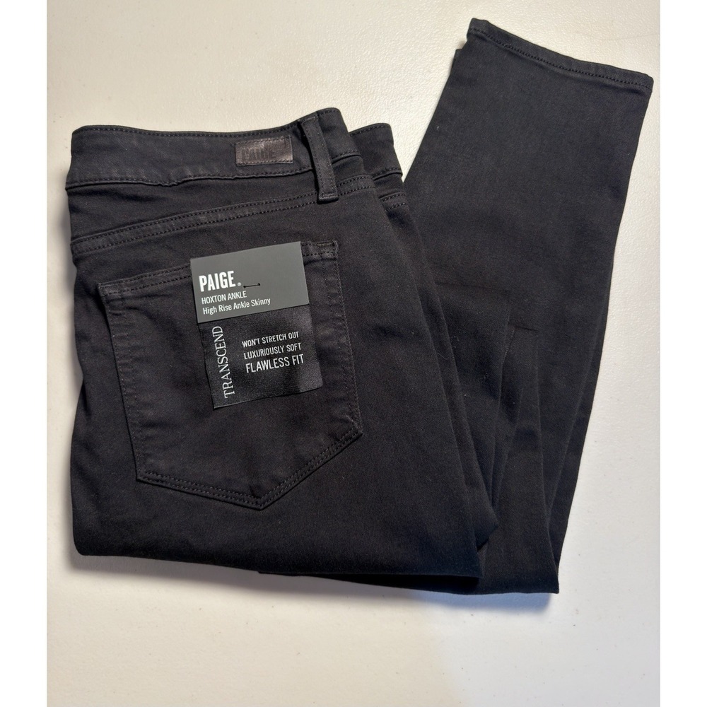 Paige Hoxton Ankle High Rise Ankle Skinny Black Shadow  - Size 32